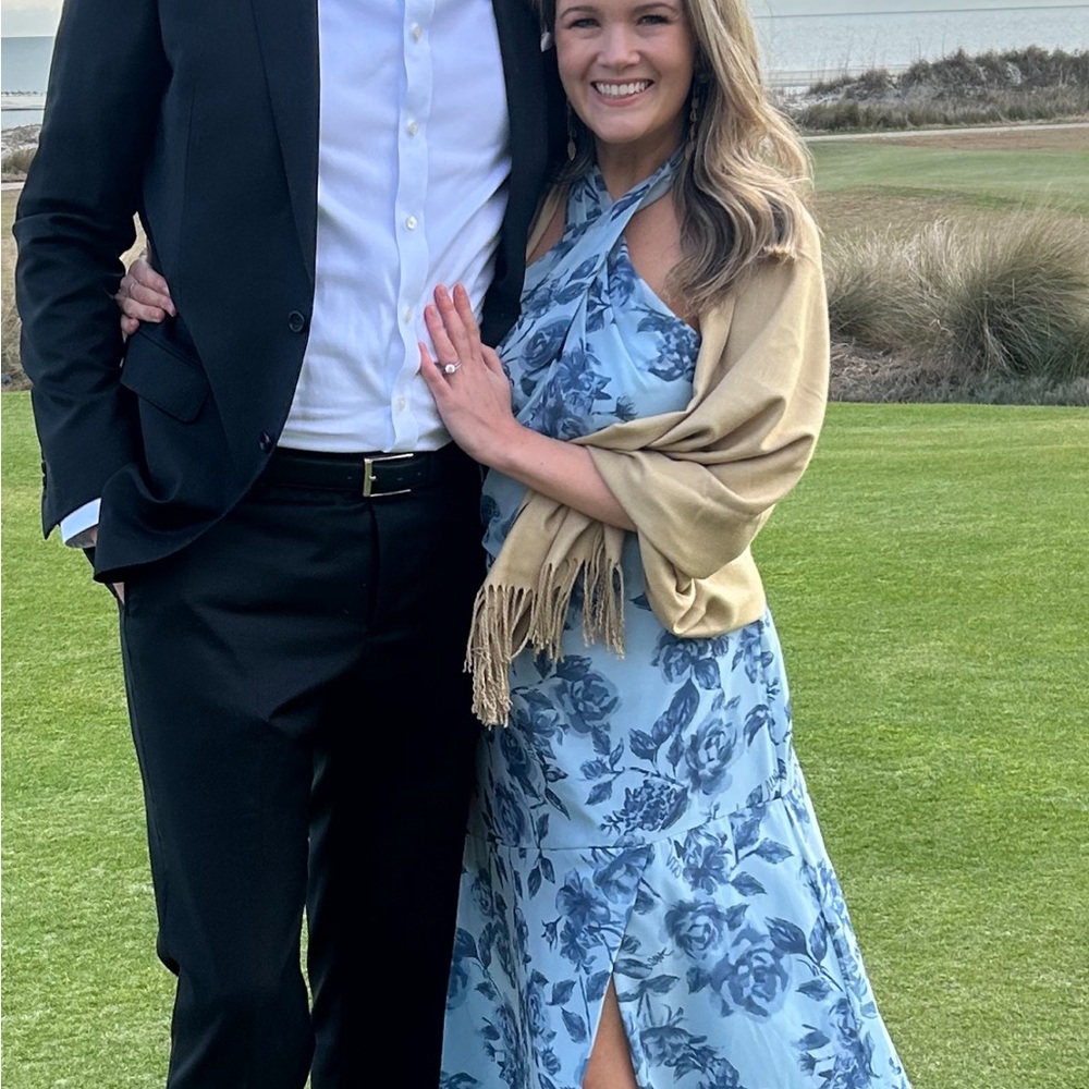 Revelry Sky Blue Floral Halter Maxi Dress